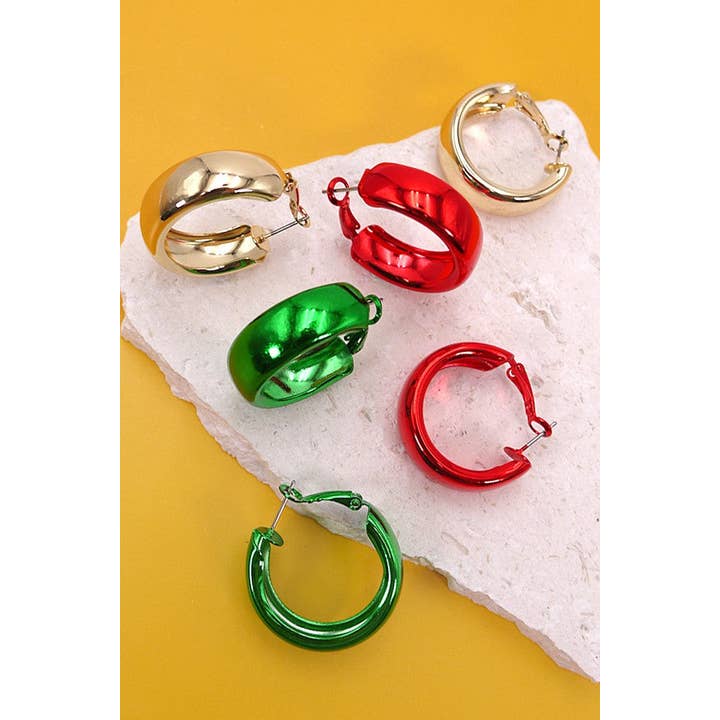 JOSSLYN by wall to wall - Wholesale Hoop Earrings - X-MAS SHINY HOOP EARRINGS | 10E3051912