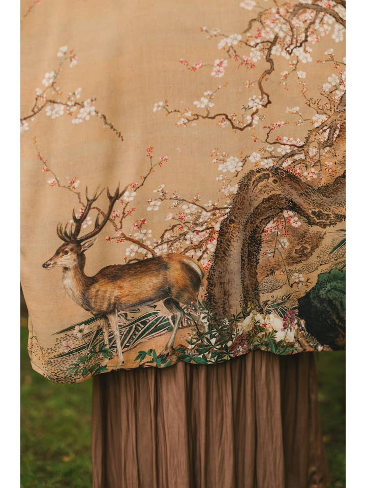 Market of Stars (USA) - Wholesale Kimono - Women's - Fable Matinée Duster Kimono w/ Deer and Moon, mid-length8
