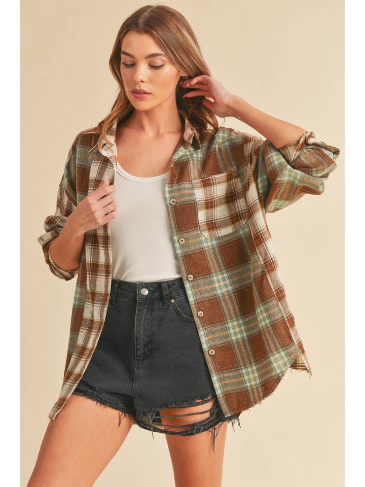 AEMI + CO - Wholesale Button Down Shirt - Women's - 845AN Noelle Flannel Shirt 1