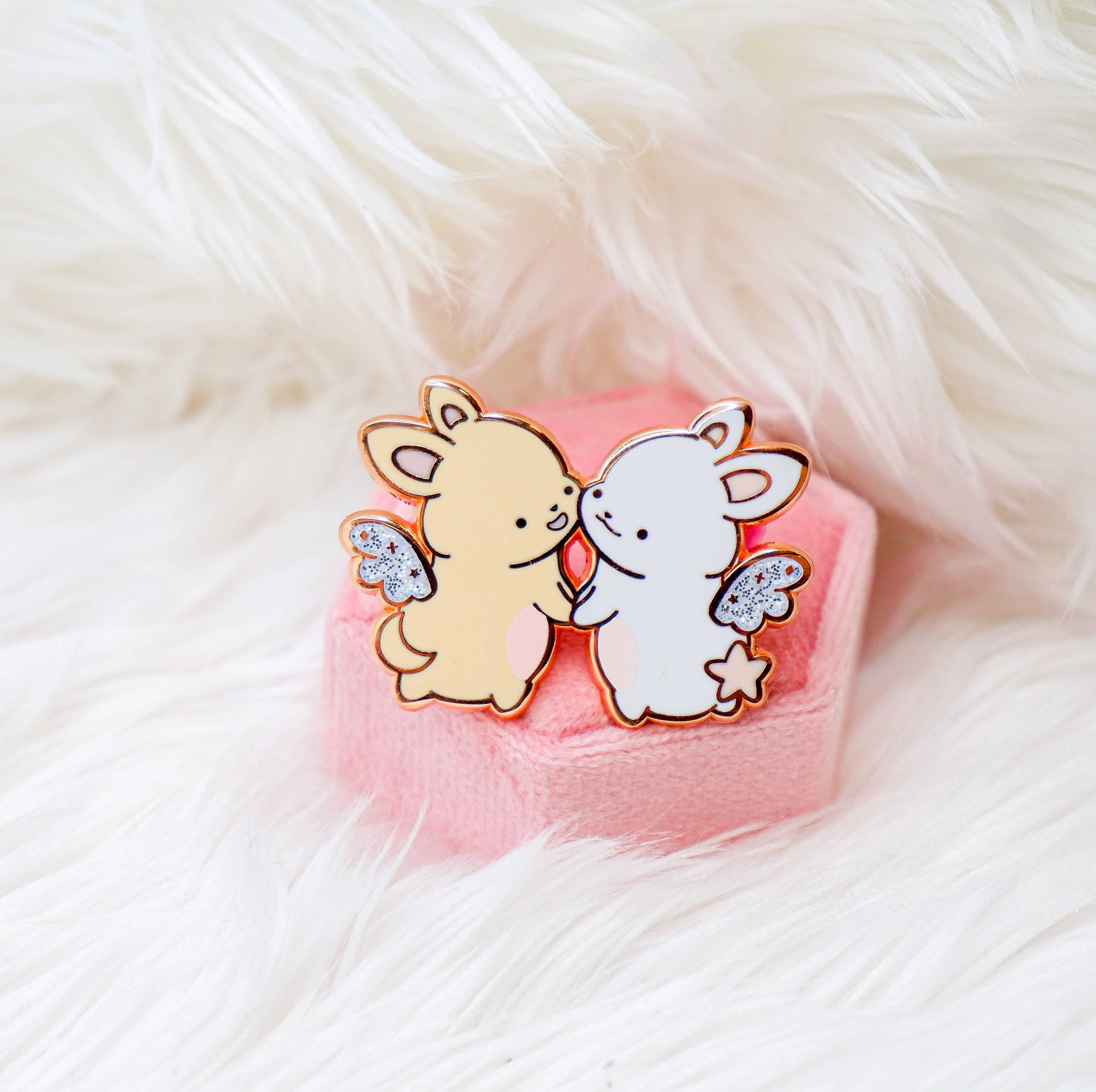 Sheepydust - Wholesale Lapel Pin/Button - Enamel Pin: Star And Moon Angel Bunnies3