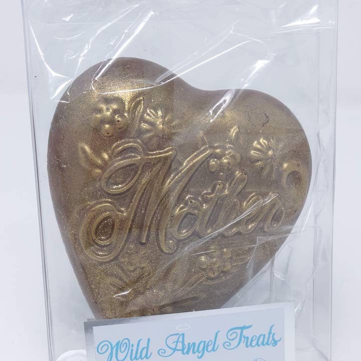 Wild Angel Treats, LLC - Wholesale Chocolate - Happy Mother's Day Heart Solid Chocolate (option Gold dust)3