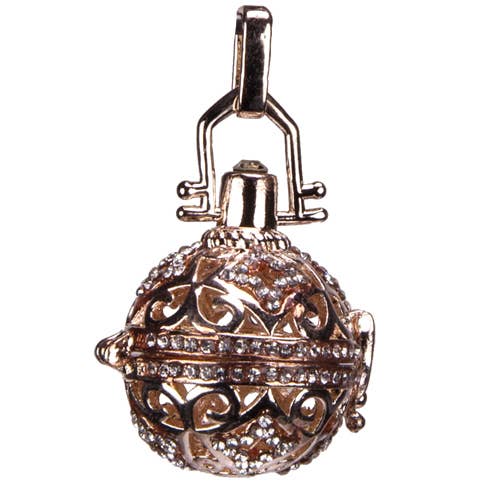 Pendant basket for sound balls, rose gold with stones for wholesale by EHAWA