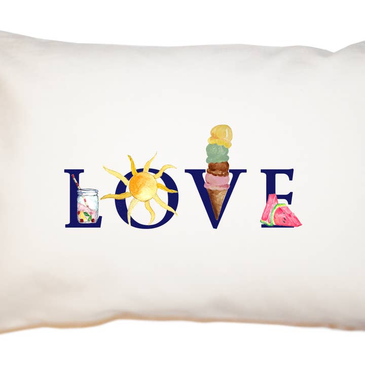 ALMOHADA rectangular grande de verano LOVE para venta al por mayor de Tina Labadini Designs