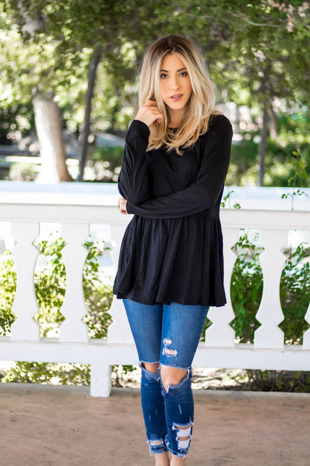 Tickled Teal - Vendita all'ingrosso Tunica - Donna - Top Peplum Evelyn a maniche lunghe4