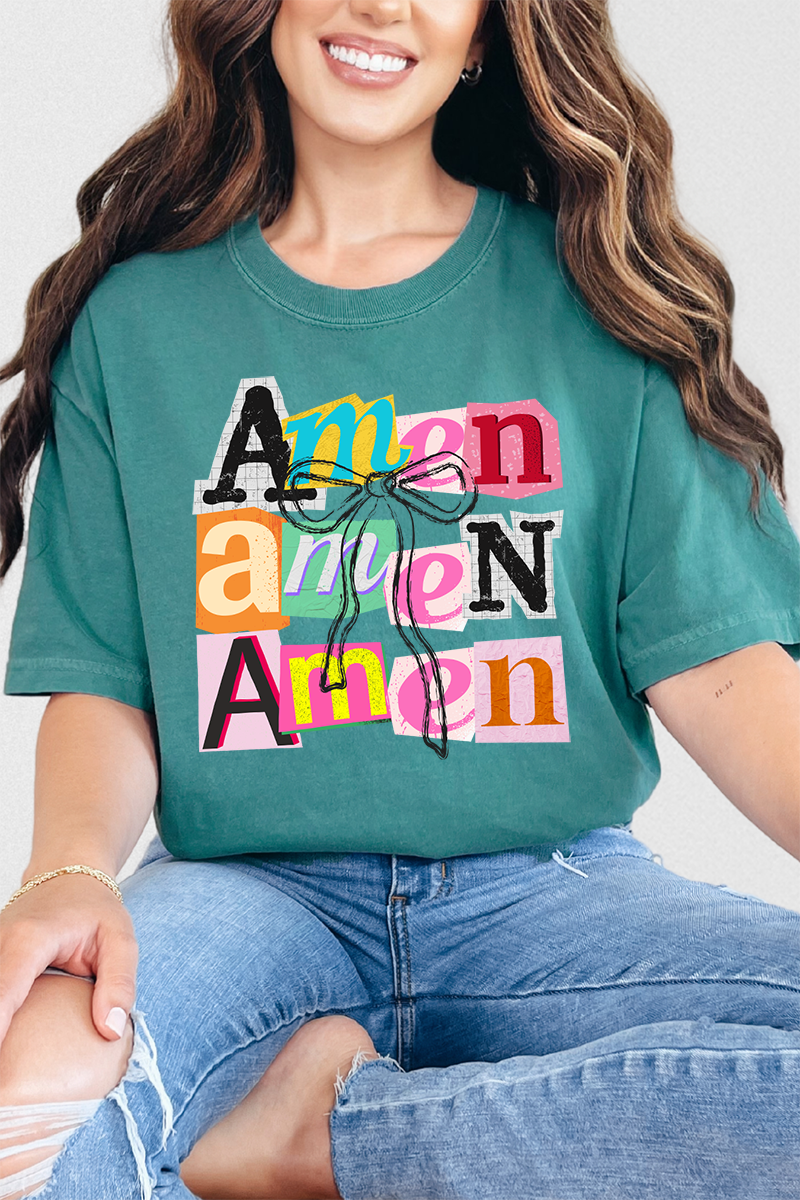 Wholesale Accessory Market - Wholesale Screen Printed T-Shirt - Women's - Stacked Amen Coquette Comfort Colors Adult Ring-Spun Cotton Tee0