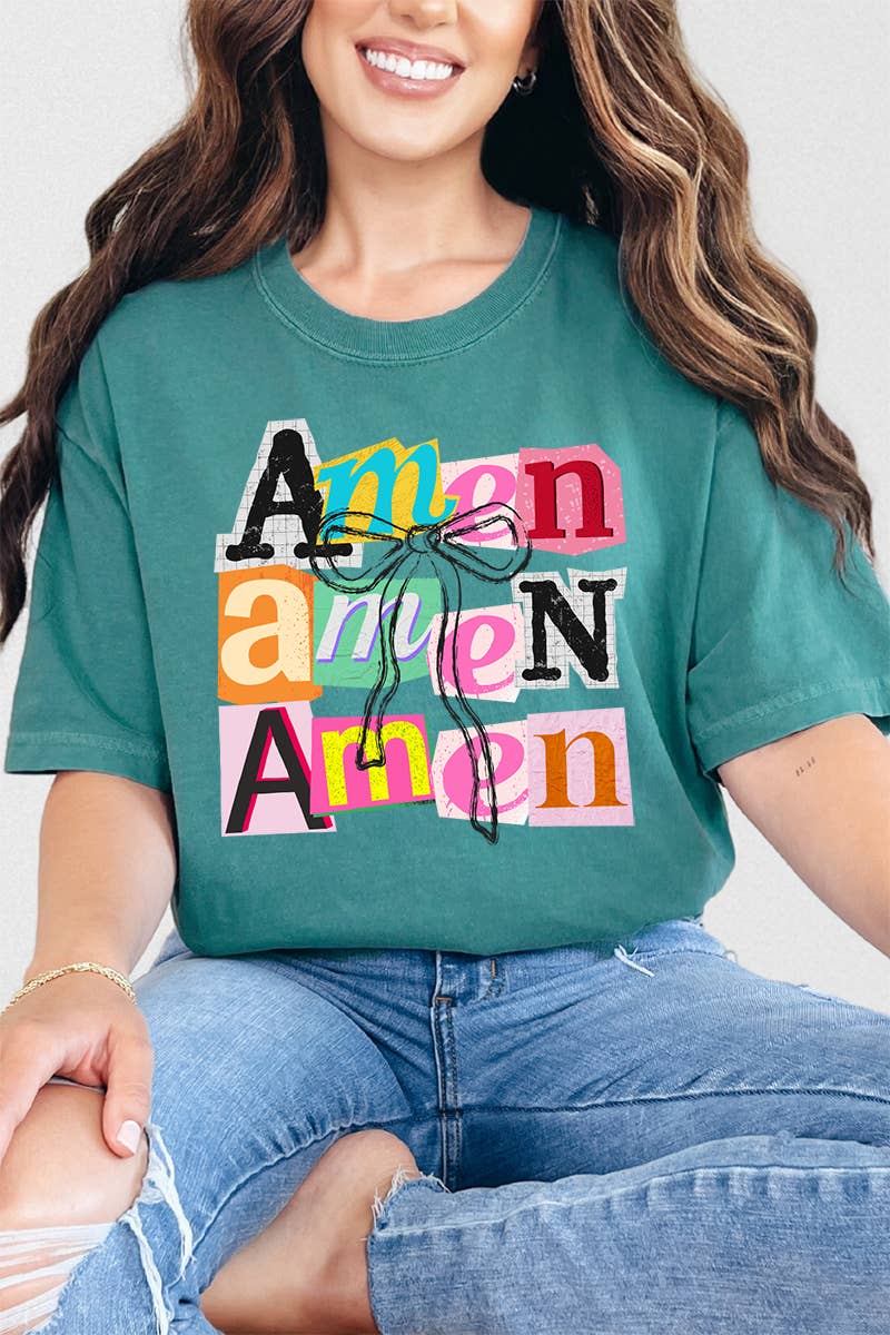 Wholesale Accessory Market - Wholesale Screen Printed T-Shirt - Women's - Stacked Amen Coquette Comfort Colors Adult Ring-Spun Cotton Tee