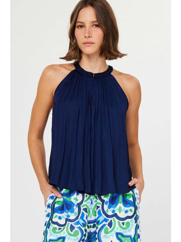 Current Air - Wholesale Blouse - Women's - Crochet Trim Halter Neck Blouse