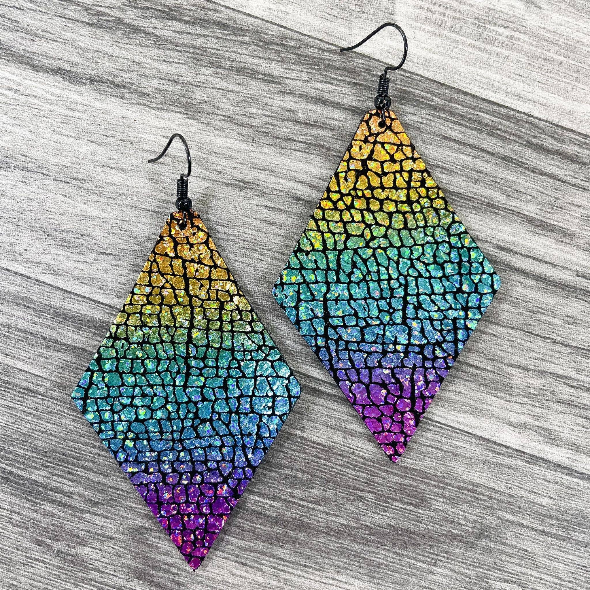 Hazel Hill ~MaeBella~ - Wholesale Dangle Earrings - Leather Earrings Maxine Metallic Rainbow0