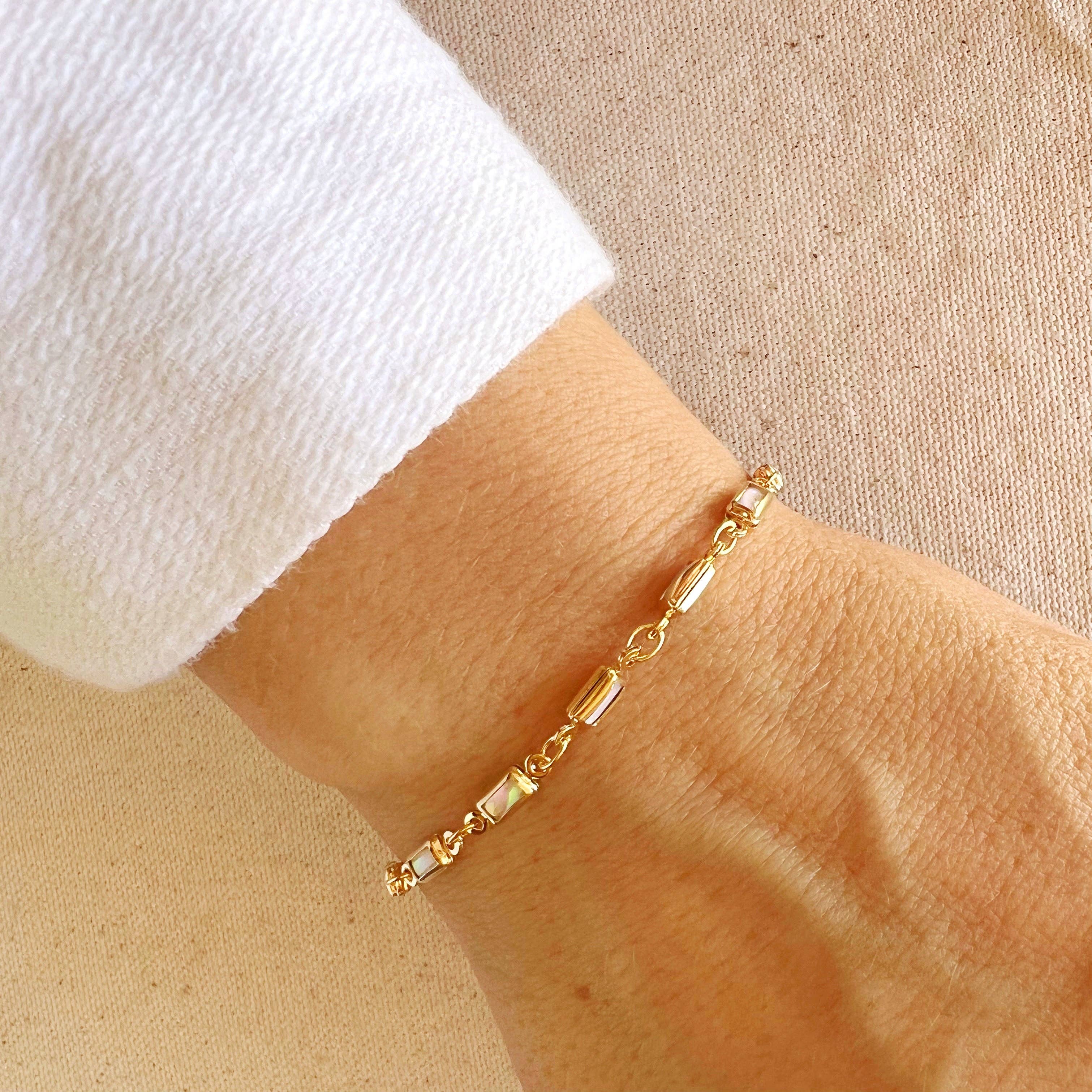 GoldFi – Pulseira de elo e corrente por atacado – Pulseira de opala preenchida com ouro 18k1