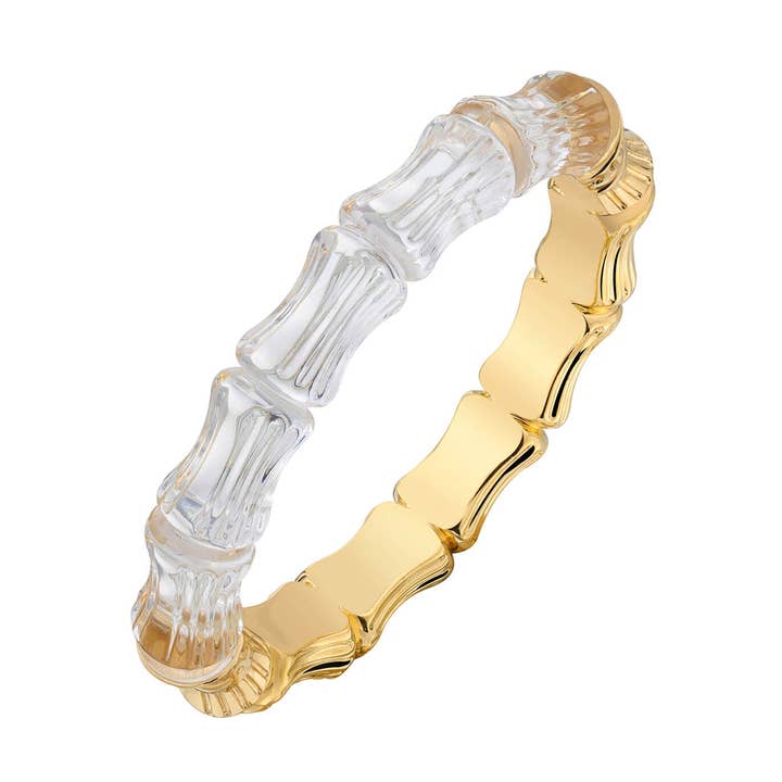 Bamboo Bangle in Clear & Gold for wholesale by Gold & Honey