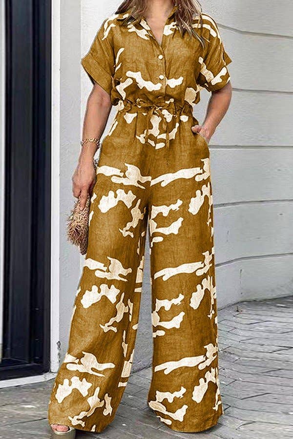 Aria Romance - Vendita all'ingrosso Tuta intera - Donna - Tuta a gamba larga con cintura e maniche corte1