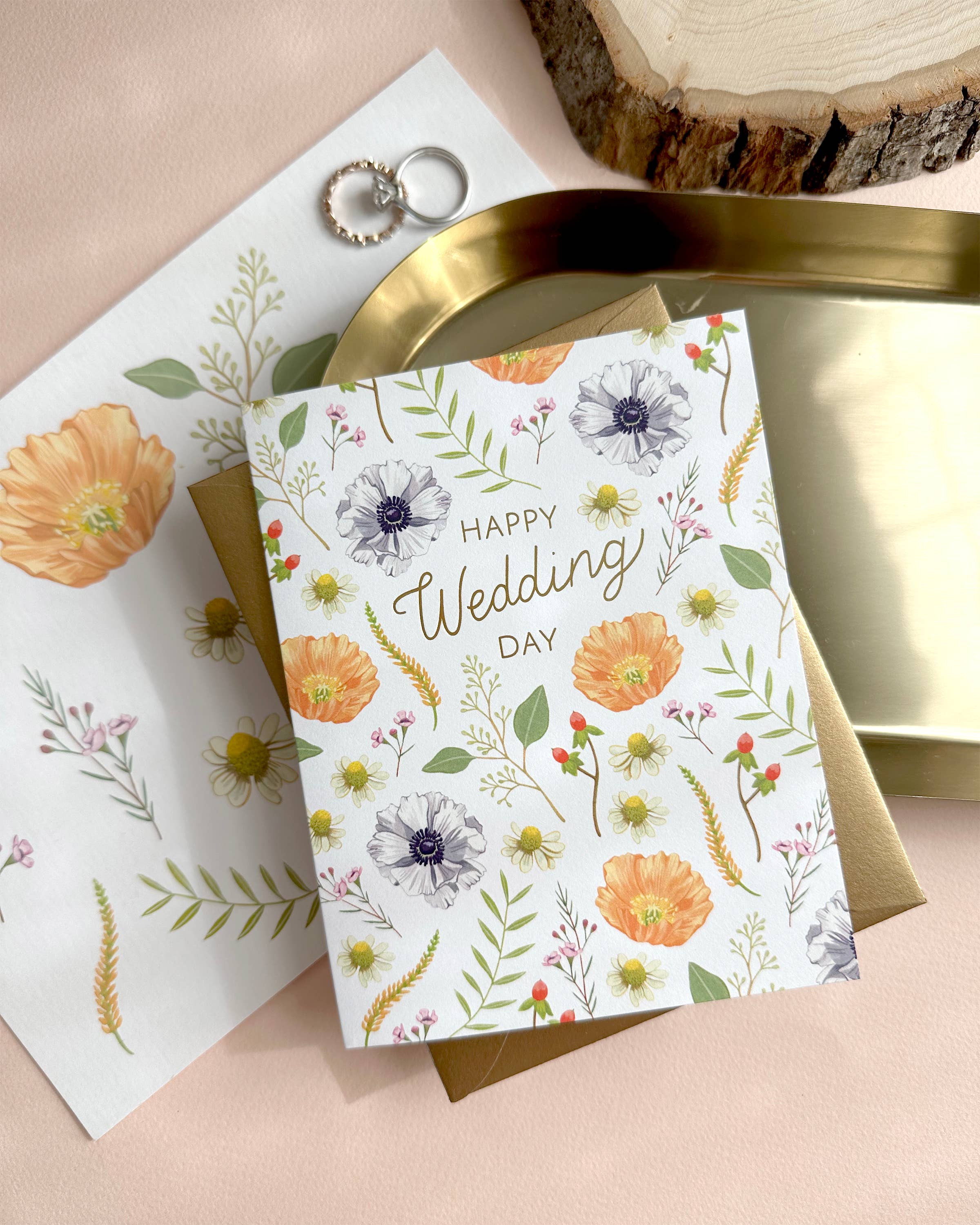 Yeppie Paper – Großhandel Hochzeitskarte – Glückwunschkarte zur Blumenhochzeit mit Folienprägung4