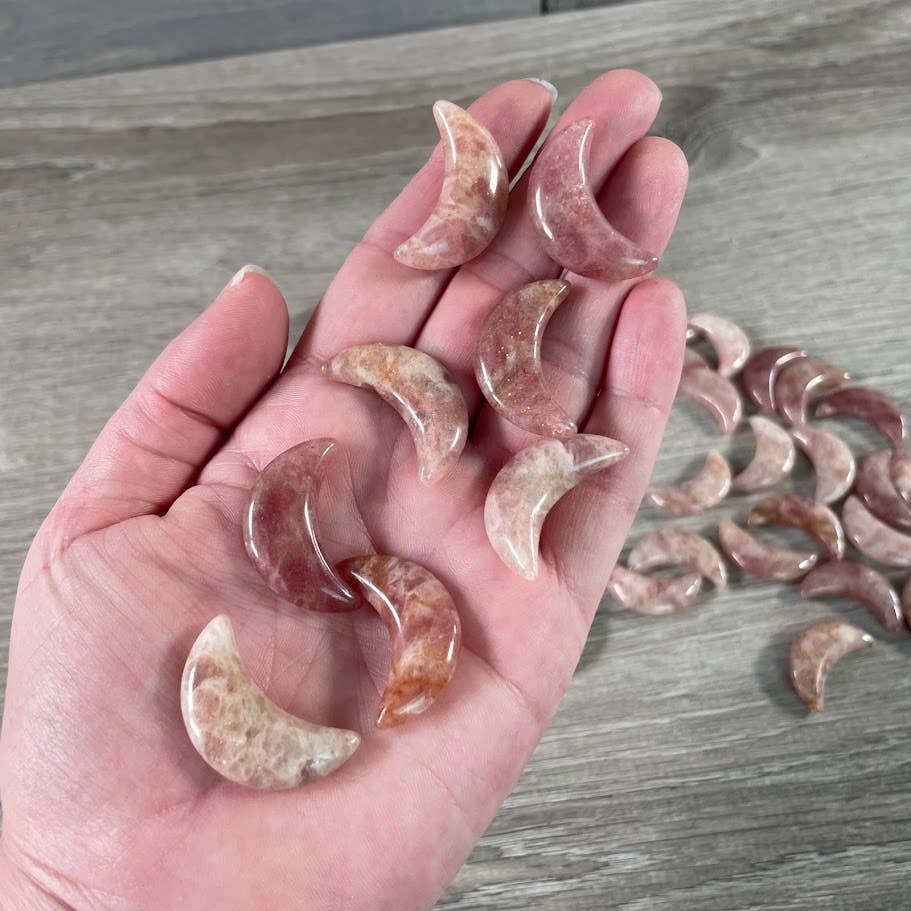 Keystone Crystals – Großhandel Spiritueller Stein/Kristall – Verschiedene Edelsteinmonde – 1-Zoll-Mondsichel-Schnitzereien25