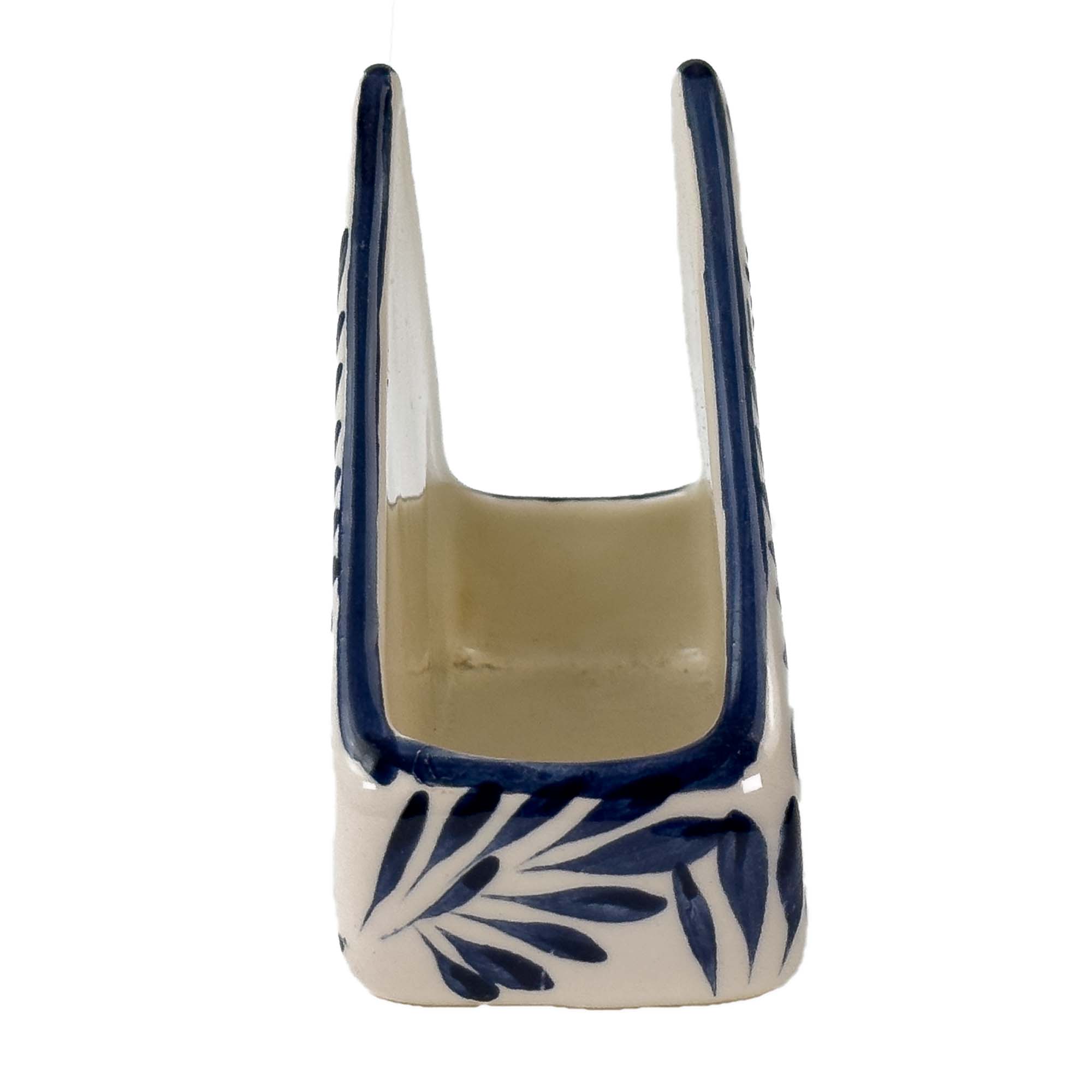 Global Crafts - Wholesale Napkin Holder - Mexican Pottery Napkin Holder Blue Plumeado5