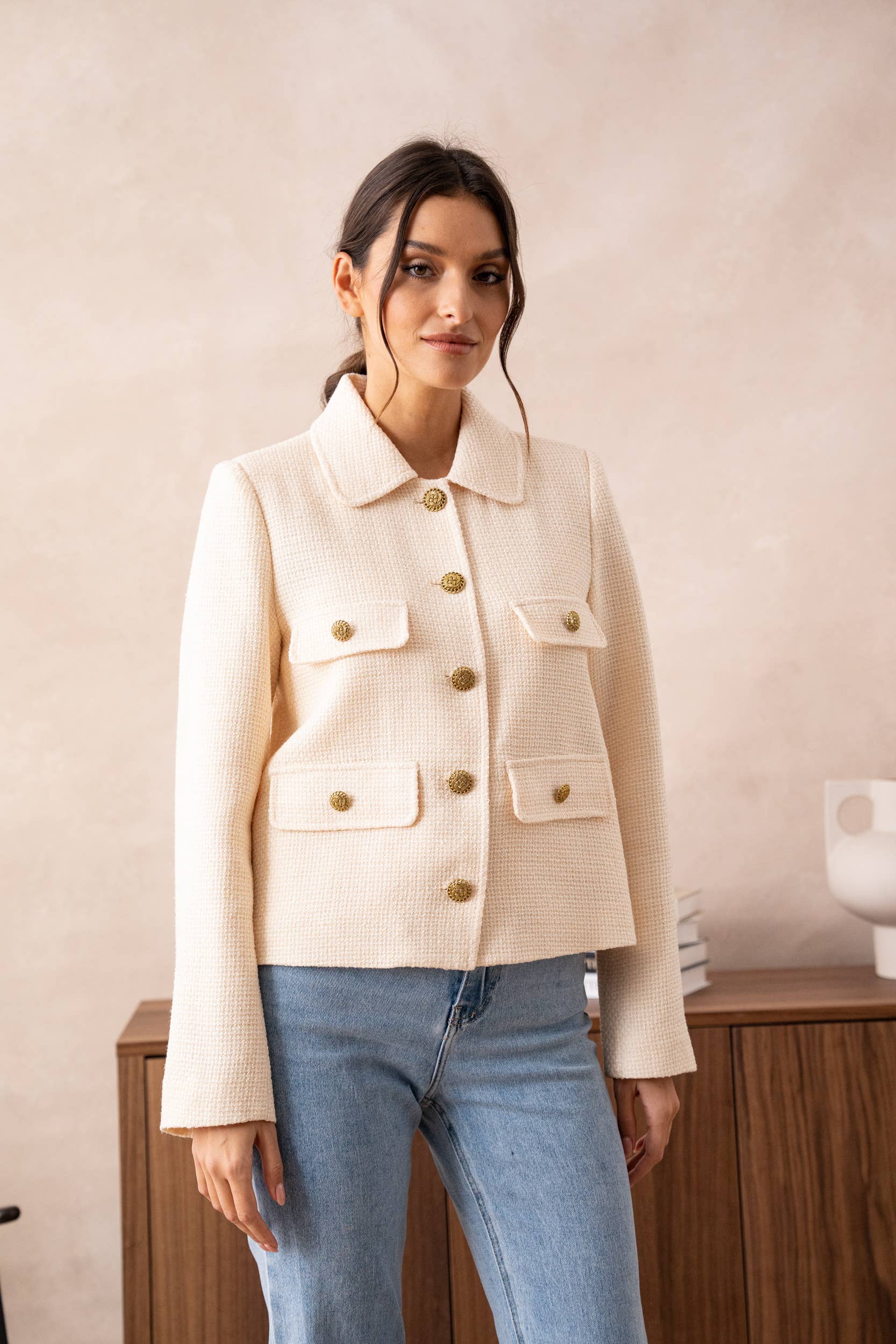 Attentif Paris - Wholesale Jacket - Women's - Straight cut plain tweed jacket31