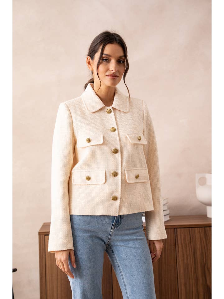 Attentif Paris - Wholesale Jacket - Women's - Straight cut plain tweed jacket31