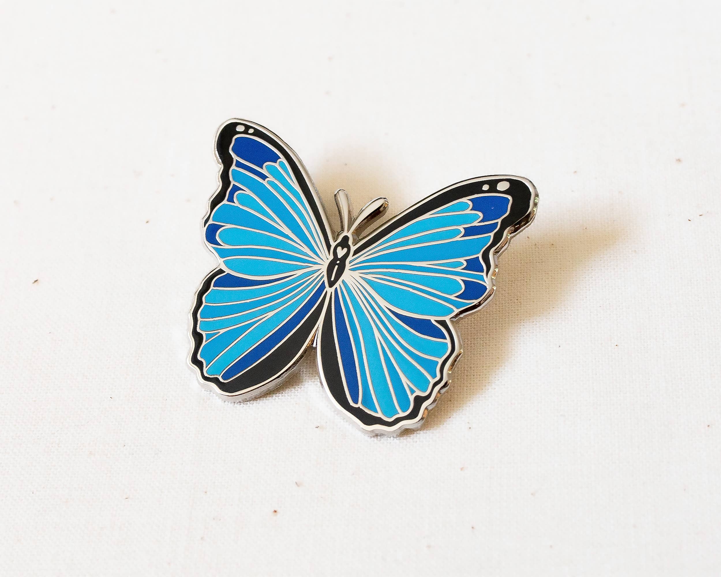 Wildship Studio - Wholesale Lapel Pin/Button - Blue Morpho Butterfly Enamel Pin0
