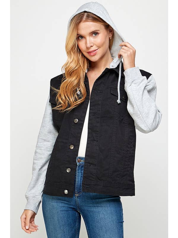 BLUE AGE - Vente Veste en jean – femme - Veste en jean pour femme avec capuche en molleton