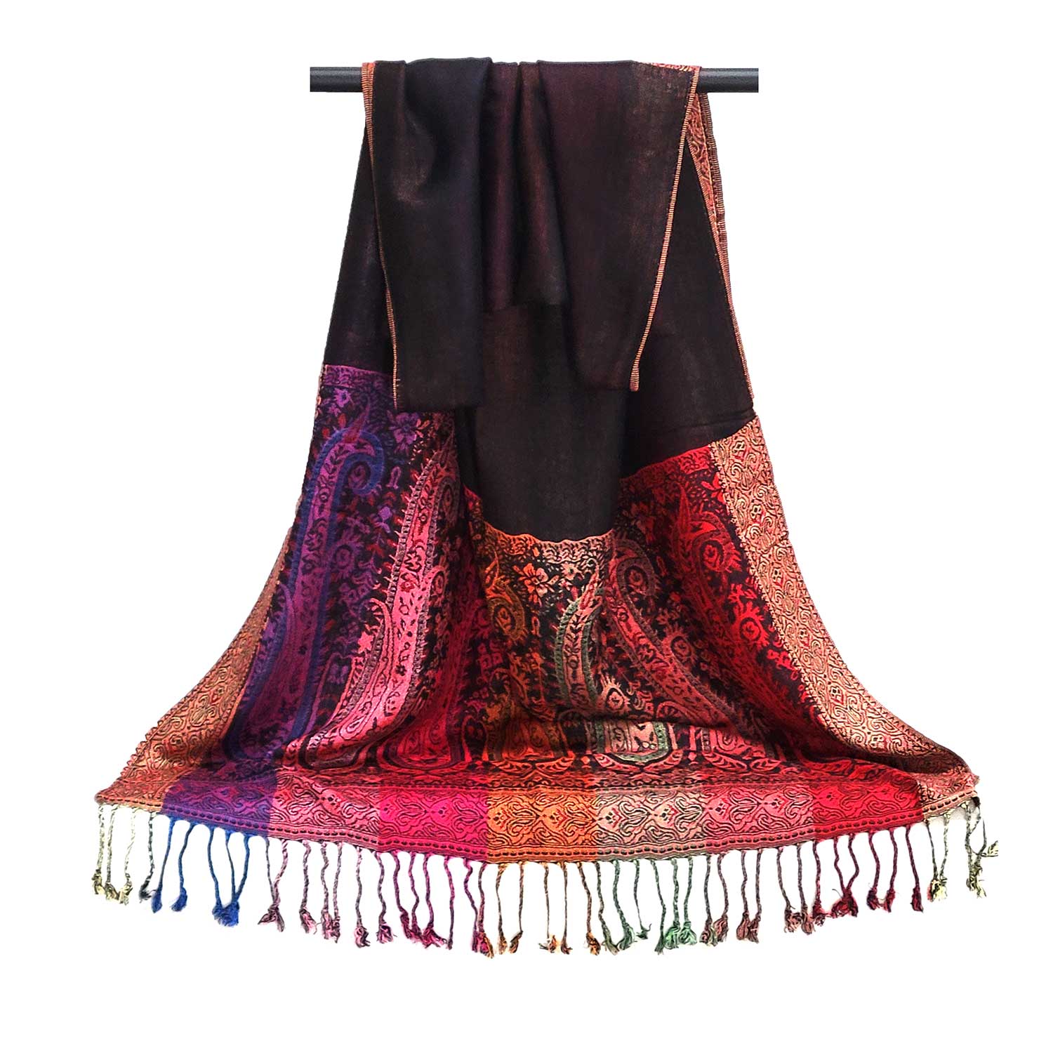 SERENITA - Wholesale Scarf - Women's - 6 Pack Pashmina Paisley Section Rainbow Shawl Wraps Assorted5