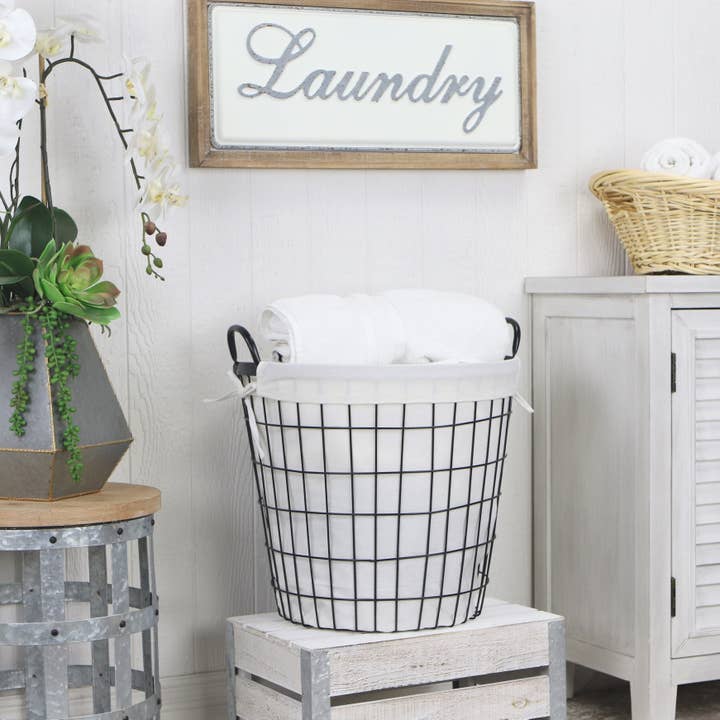 Cheungs Home Decor – wholesale Food gift basket – Esker Lined Metal Wire Laundry Basket
