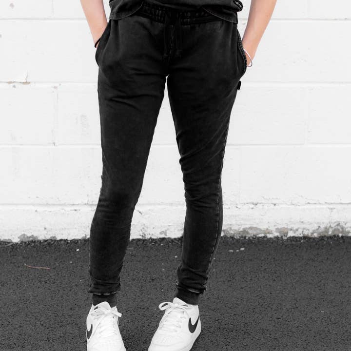 millie + roo LLC - Wholesale Lounge Sweatpants/Joggers - Women's - MAMA JOGGERS- Midnight Snow Wash4