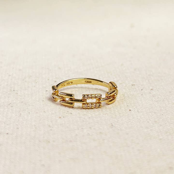 GoldFi - Wholesale Multi-Stone Ring - 18k Gold Filled Chain Link CZ Ring