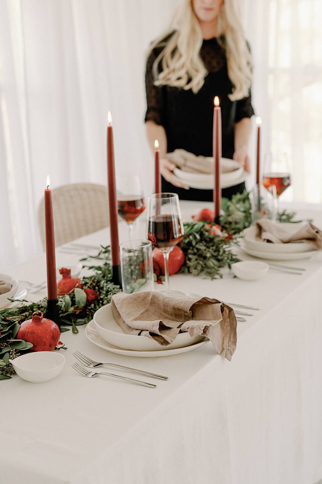 Mo&Co Home - Wholesale Tapered Candle/Candlestick -  Burgundy | Dipped Beeswax Taper Candles | All Natural3