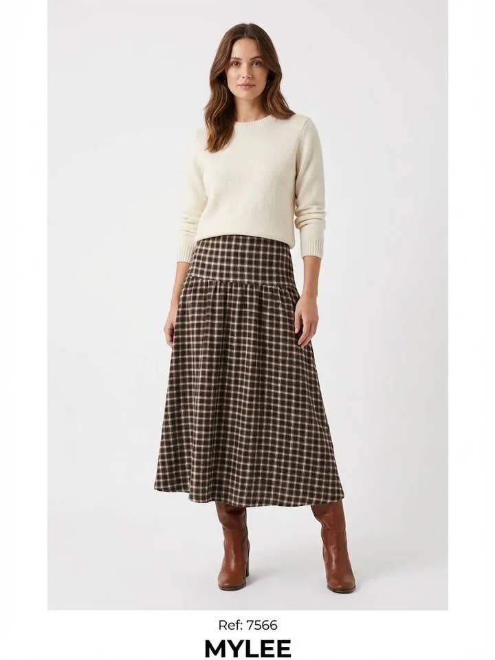 Saia de Algodão Feltrada aos Quadrados @7566_SaiaQuadradosFeltrada por atacado de Mimi & Gogo