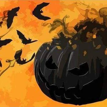 Black pumpkin and Bats for wholesale by Paint with Number