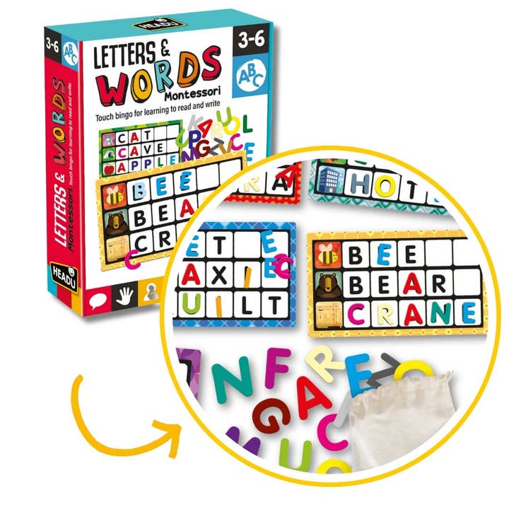 Montessori Touch Bingo Letters & Words for wholesale by Baby Republic