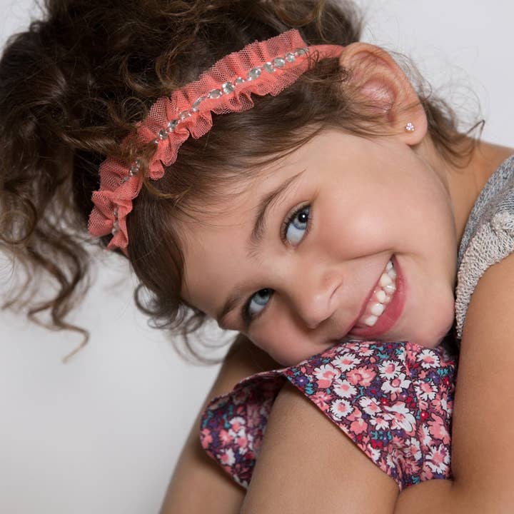 Faixa de renda com strass - Coral por atacado de Peppercorn Kids