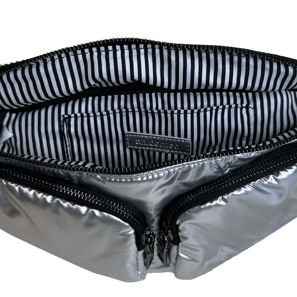 AHDORNED - Wholesale Belt Bag - Women's - Rachel Double Pocket Puffy Sling/Waist Bag w/Black Resin Cha33