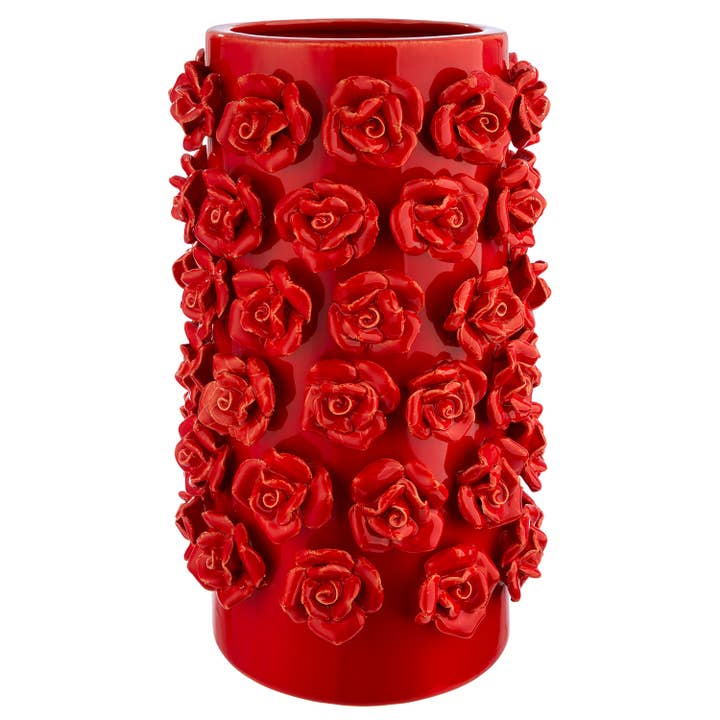 Vase cylindrisk Roses rød H. 30,5 cm, VE 1 for engroshandel hos Gilde Handwerk Macrander GmbH & Co. KG