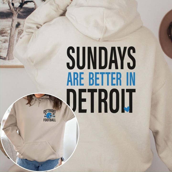 Limeberry Designs - Wholesale Hoodie - Women's - Sundays Are Better In Detroit Wholesale Graphic Hoodie - Fast Shipping