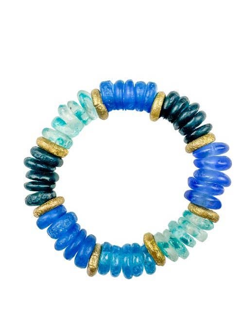 Pulsera de Pila Intricada | Vidrio Azul para venta al por mayor de Twine & Twig