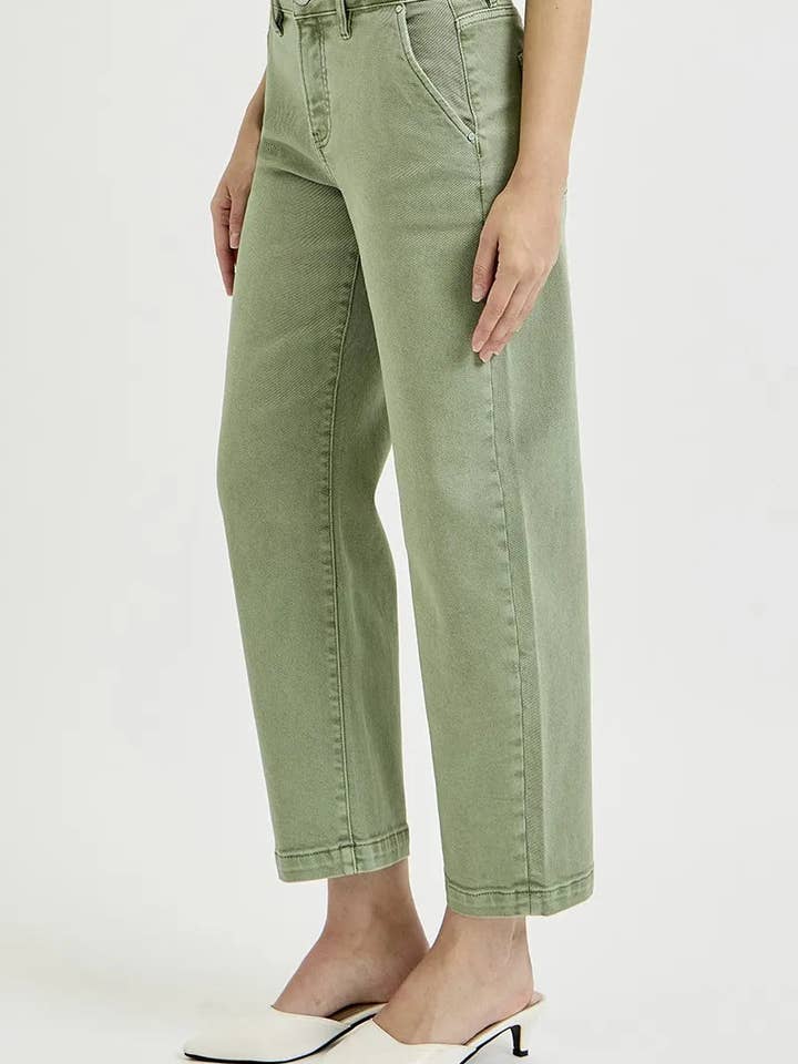 OLIVE RISEN Full Size Tummy Control High Rise Crop Barrel Jeans Plus Size for wholesale on Faire2
