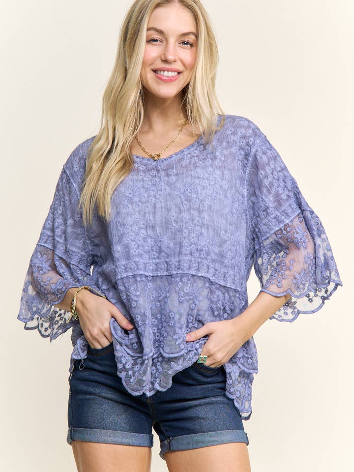 ADORA LA – wholesale Blus - Dam – CET3907 - 3/4 ÄRMAR SPETSBLOUS16