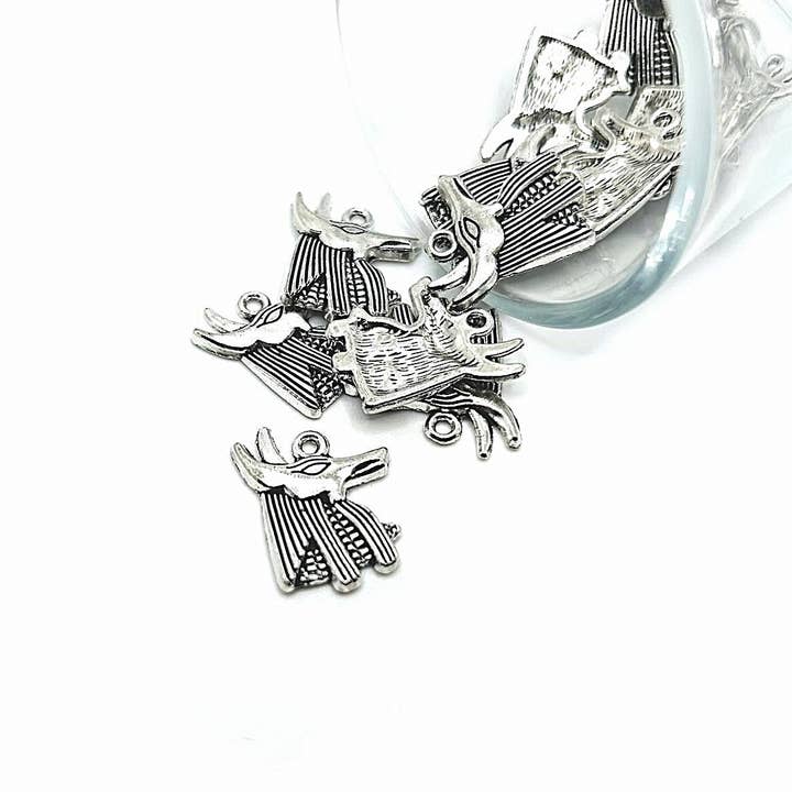 Guerrilla Charm - Wholesale Individual Charm/Pendant - Silver Anubis Egyptian Jackal Charms, 20x15mm