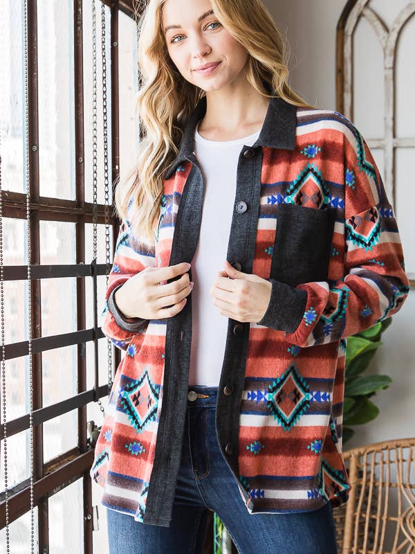 SHACKET AZTECO SOLIDO E MULTICOLORE per la vendita all'ingrosso da parte di Pink Irene Wholesale