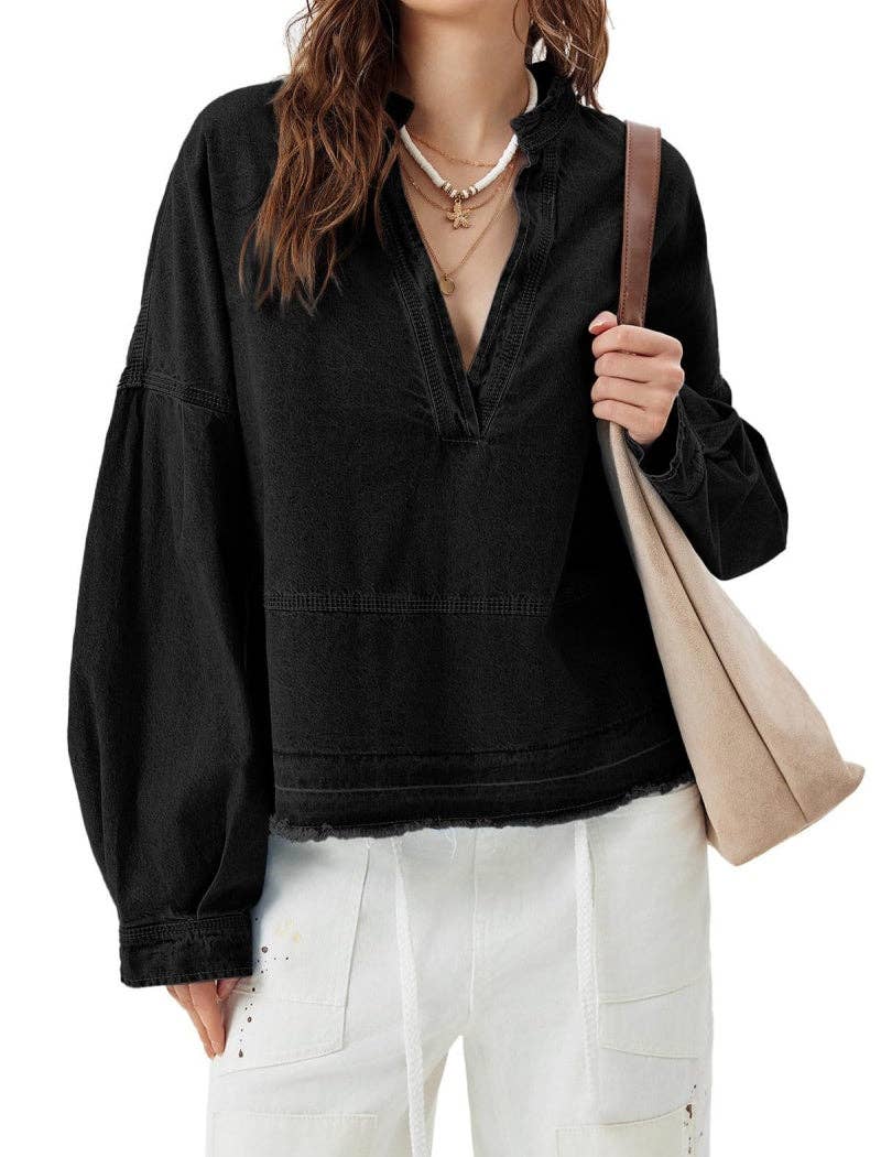 safistyle – Sweatshirt - Mulher por atacado – Top de Ganga com Bainha Desfiada3