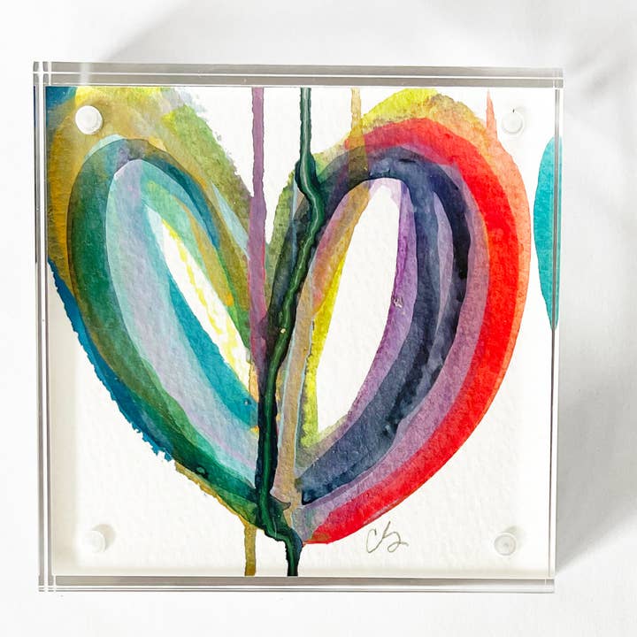 Acrylic Block Heart Painting for wholesale by Carrie Song Art