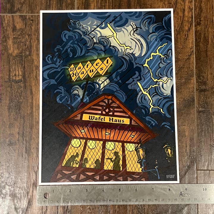 Esther Sketch - Wholesale Art Print - Wafel Haus 8x10 Print Gothic Waffle House 8
