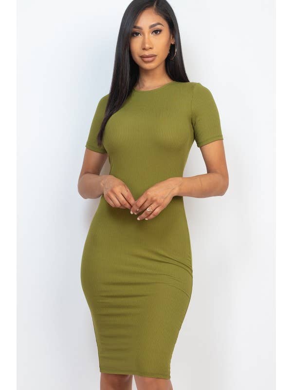 Vanilla Monkey - Wholesale Dress - Women's - Ribbed Bodycon Solid Dress9