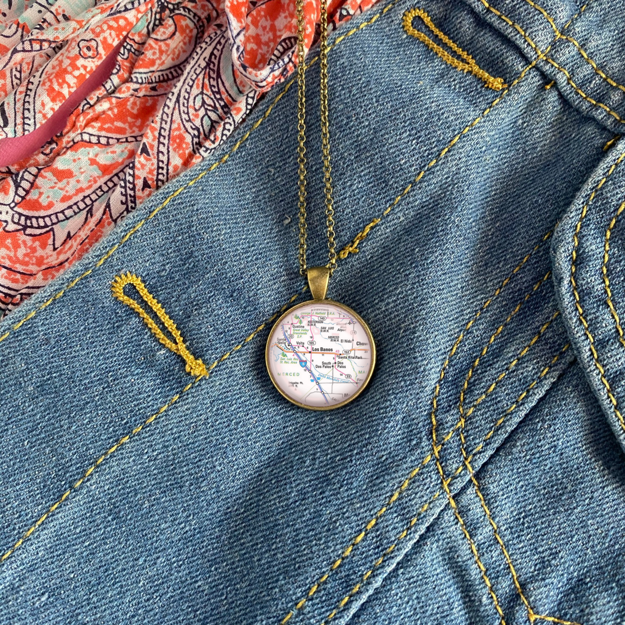 Whimsy Spirit Shop - Wholesale Pendant/Charm Necklace - Custom Map Necklace - U.S. City of your choice2