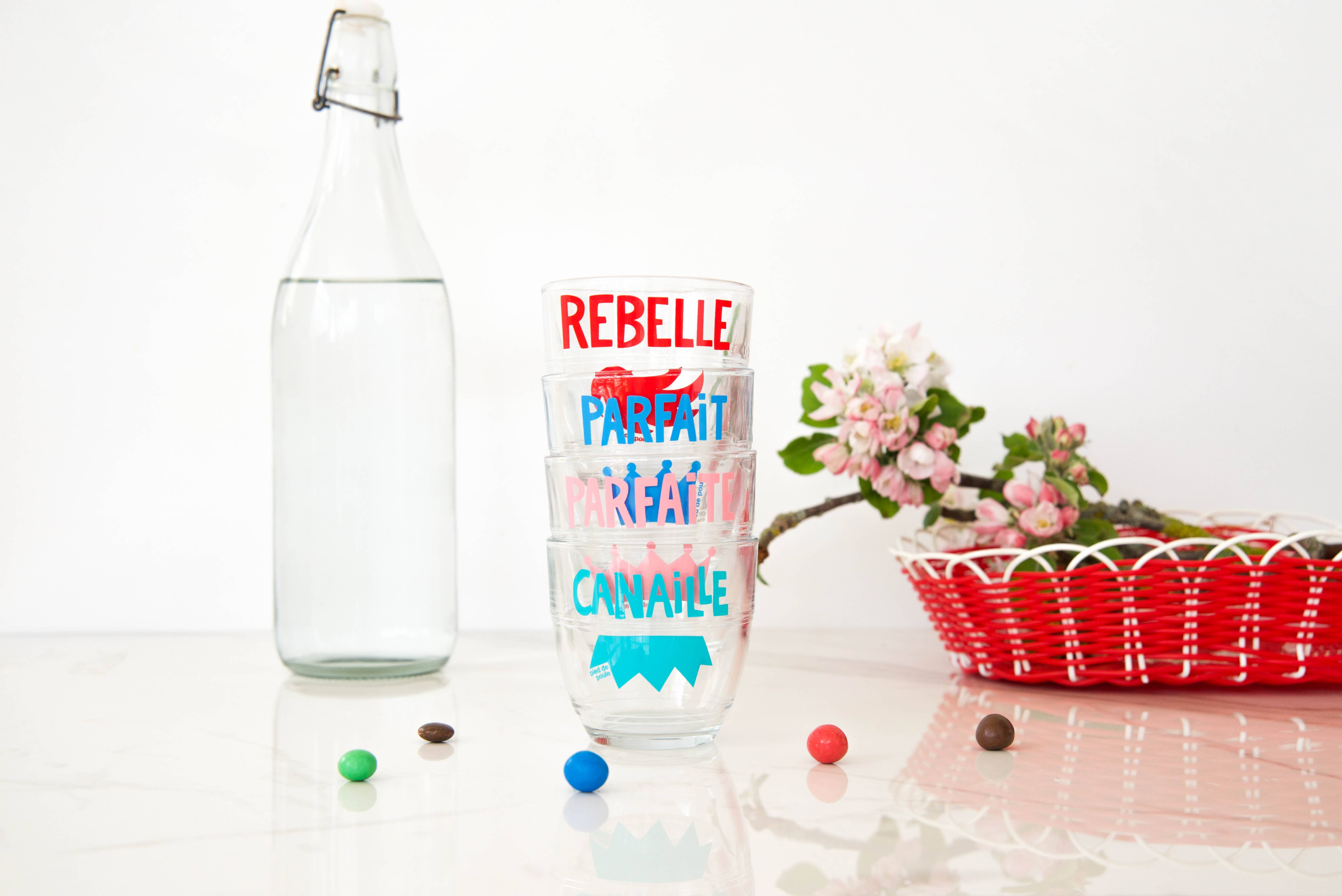 Pied De Poule - Wholesale Drinking Glass/Cup - Duralex Gigogne Glass - RED REBEL