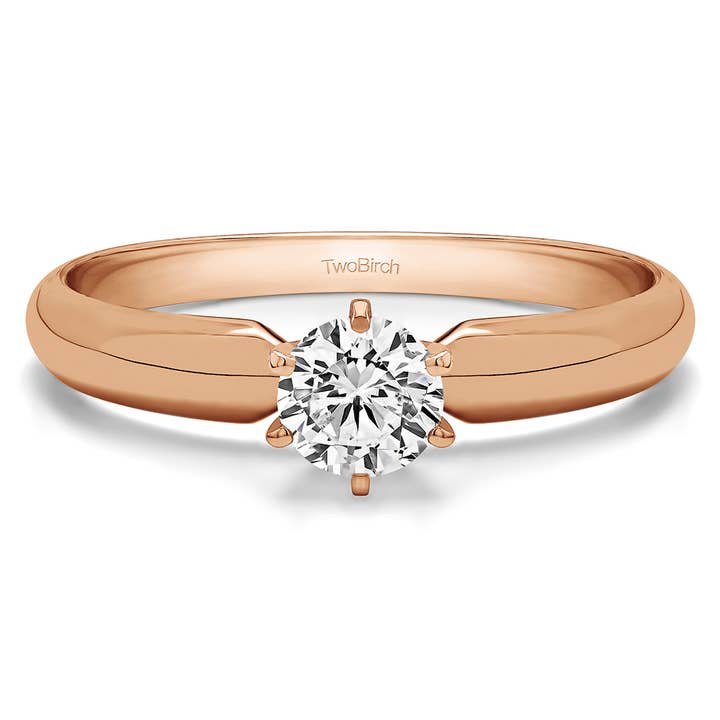 Solitario centrale pizzicato stile 0,33 carati in oro rosa per la vendita all'ingrosso da parte di TwoBirch