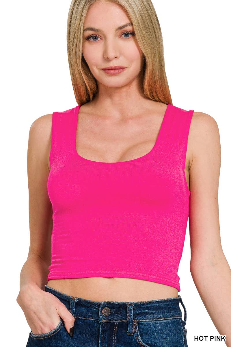 42POPS - Wholesale Tank Top - Women's - .0614 Double Layered Cropped Tank Top SI-274715