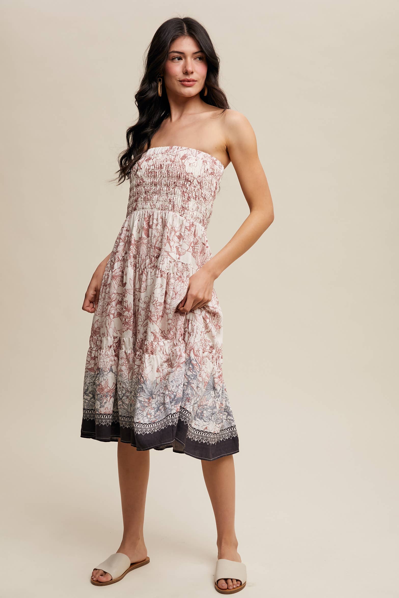 Listicle - Vente Jupe – femme - Jupe longue bohème convertible à smocks & robe bustier19