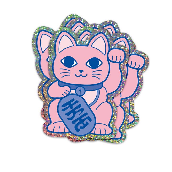 Studio Inktvis - Wholesale Sticker - Glitter sticker Maneki Neko Lucky Cat