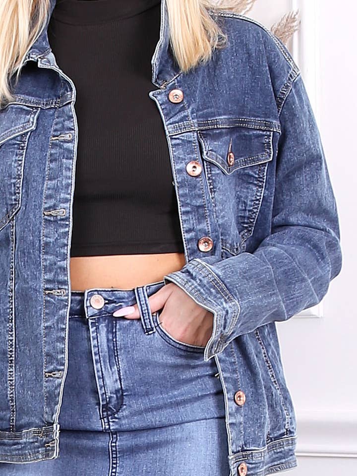 Blue Wash Mega Stretch Denim Jacket for wholesale by DenimVista